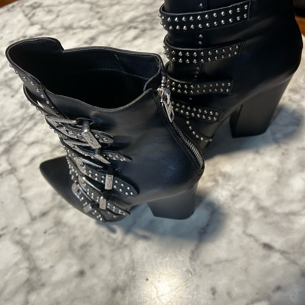 Steve Madden Black Ankle Boots with Silver Buckles - Picture 5 of 10
